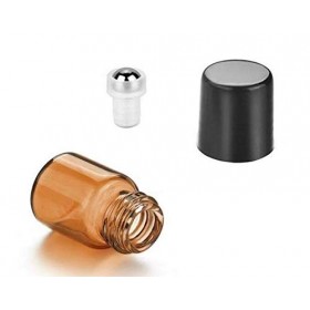 Lot de 24 flacons Roller en Verre ambré de 3 ML avec Bille en Acier Inoxydable et Couvercle Noir pour huiles essentielles mél