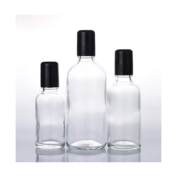 Vasana Lot de 3 bouteilles en verre transparent avec boules en acier inoxydable pour huiles essentielles, baume à lèvres et a