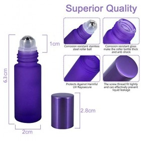 JamHooDirect Lot de 6 flacons de 5 ml pour huiles essentielles, vides rechargeables, en verre dépoli coloré avec 1 ouvre-bout