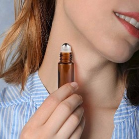 Lot de 12 flacons en verre pour huile essentielle - 10 ml - En acier inoxydable - Pour huile aromatique et huile parfumée - R