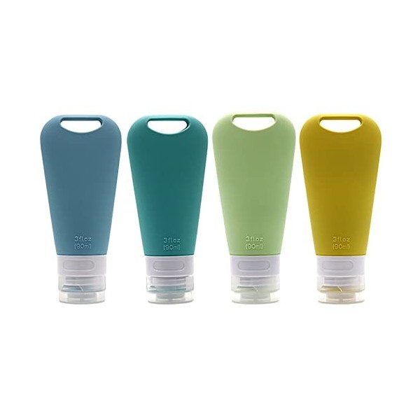 AIRUFL Lot de 4 Flacons de Voyage en Silicone, 4 Recharges à Preuve de Fuite, Conteneurs de Voyage, Conteneurs de Voyage pour