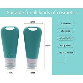 AIRUFL Lot de 4 Flacons de Voyage en Silicone, 4 Recharges à Preuve de Fuite, Conteneurs de Voyage, Conteneurs de Voyage pour