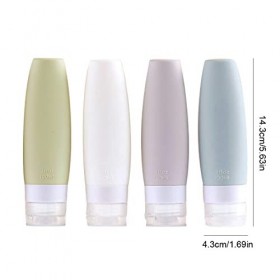 Fezf Bouteille de voyage, bouteille de voyage en silicone anti-fuite 4 pièces, accessoire de voyage pour aéroport, contenant 