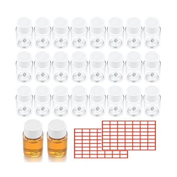 52 Pièces Flacons en Plastique avec Bouchon à vis, 20ml Bouteilles de Voyage Portables, Bouteilles Récipient Cosmétiques Tran