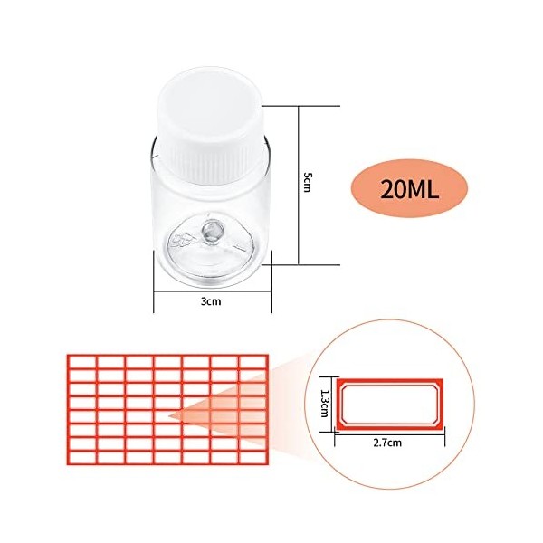 52 Pièces Flacons en Plastique avec Bouchon à vis, 20ml Bouteilles de Voyage Portables, Bouteilles Récipient Cosmétiques Tran