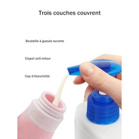 Flacons de Voyage, 4Pcs Étanches Bouteille de Voyage Silicone, Accessoires de Voyage Aéroport Contenant pour Huile Solaire, S