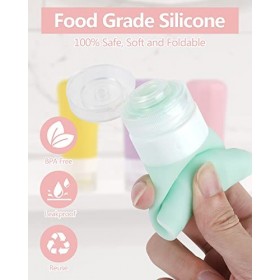 Diealles Shine 12 Pcs Flacon Voyage en Silicone 85ml, Anti-Fuite Rechargeables Contenant Voyage, Kit Voyage Avion pour Shampo