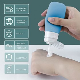 Ensemble de 14 Flacons de Voyage en Silicone, Contenants de Toilette de Voyage Approuvés Par la TSA Pour le Shampooing Conten