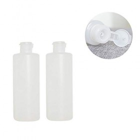 Lot de 2 flacons en plastique transparent de 192,8 g avec bouchon à rabat - Tubes rechargeables pour shampooing, gel douche, 