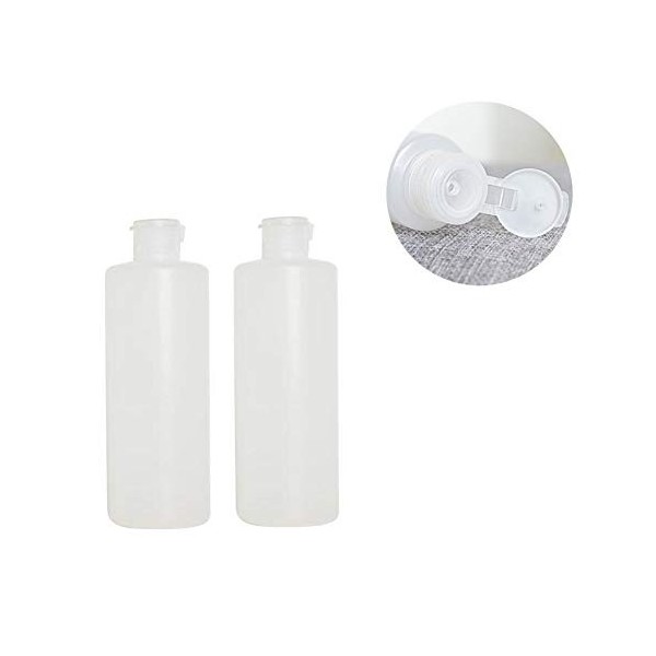 Lot de 2 flacons en plastique transparent de 192,8 g avec bouchon à rabat - Tubes rechargeables pour shampooing, gel douche, 