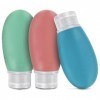 3 Pièces Ensemble de Flacon Voyage en Silicone 100ml Flacon de Voyage Cosmétique Etanche Contenant de Voyage Liquide pour Sha