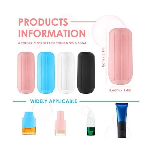 Manchons en Silicone pour Récipients de Voyage, Manchons Élastiques Étanches, Protecteurs de Bouteilles en Silicone Réutilisa