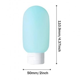 Alicer Lot de 5 bouteilles de voyage en silicone, 60 ml, anti-fuite, rechargeables, accessoires de voyage, pour shampoing, lo