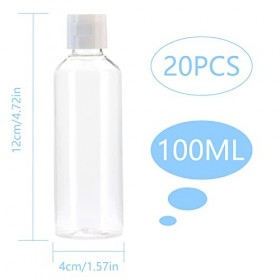 Flacon Vide Voyage 100 ML Bouteille Vides Cosmetiques Plastique pour Shampoing Douche Lotion Liquides Flacons Avion