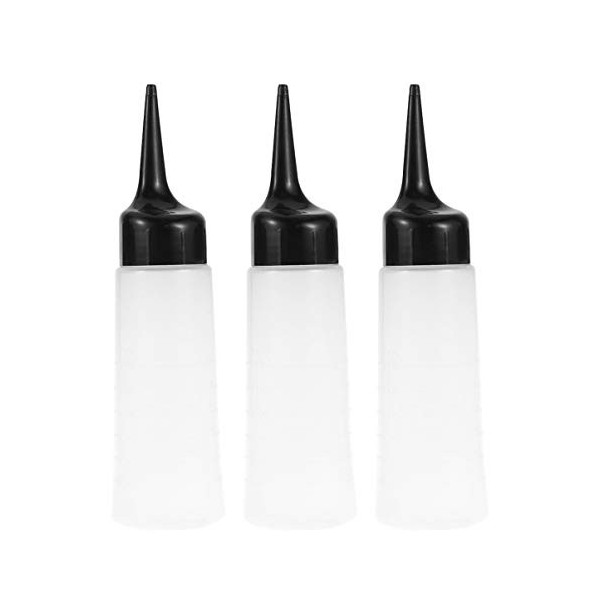 Lurrose Lot de 3 flacons applicateurs rechargeables en plastique pour coloration des cheveux et traitement du cuir chevelu Pe