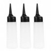 Lurrose Lot de 3 flacons applicateurs rechargeables en plastique pour coloration des cheveux et traitement du cuir chevelu Pe