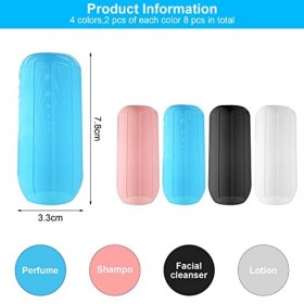 Flacon de Voyage en Silicone,8 Pcs Gaine de Protection,Manchons Élastiques Réutilisables,Récipients de Voyage Anti-Fuite,Le P