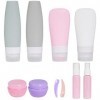 MEIYIDAY 10 PCS Flacons Kit de Voyage Silicone, Étanche Bouteille de Voyage Cosmétique, Reusable Bouteille Vide Contenant,pou