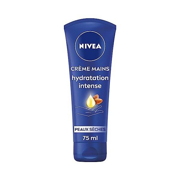 NIVEA Crème mains nourrissante peaux très sèches 1 x 75 ml , soin hydratant main à lhuile damande douce, crème mains hydra