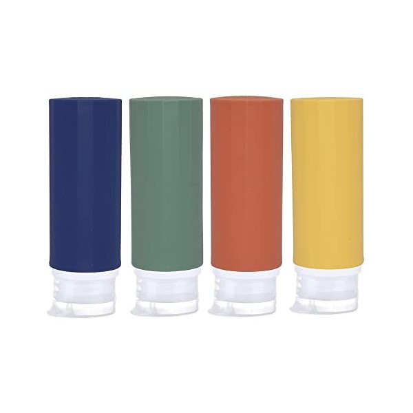 JZF Lot de 4 flacons de voyage en silicone, 89 ml, conteneurs portables anti-fuite, approuvés par la TSA, récipients de voyag