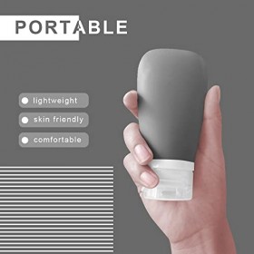 LELE LIFE Lot de 4 flacons de voyage portables en silicone, anti-fuite et compressibles pour articles de toilette, rechargeab