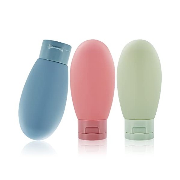 3 Pièces Flacon de Voyage, 60ML Contenants de Voyage étanches, Petites Bouteilles en Plastique vides Rechargeables pour Savon