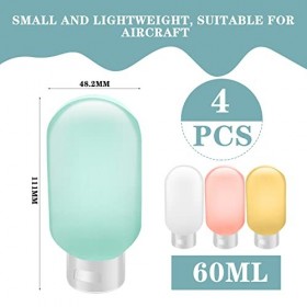 Lot de 4 bouteilles de voyage pour articles de toilette, bouteilles de voyage à presser étanches et rechargeables pour articl