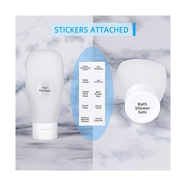 ANHORTS Flacon de Voyage en Silicone, Étanche Bouteille de Voyage, Reusable kit de voyage pour Hampooing, Après-Shampooing, L