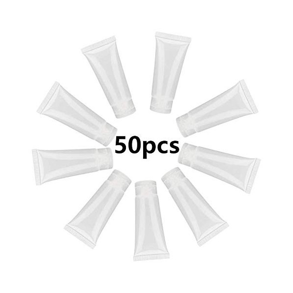 Tube de lotion vide, 20 ML 50 Pcs Tubes souples en plastique vides Bouteille déchantillon Emballage Pots Conteneur de maquil