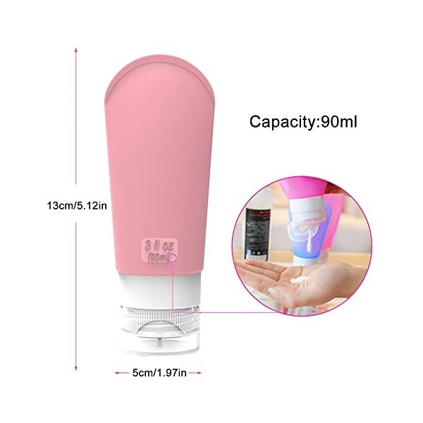 Axroad Mall Lot de 16 flacons de voyage pour articles de toilette, conteneurs de voyage rechargeables en silicone, anti-fuite