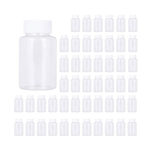 Flacons Vides en Plastique 50 Pièces, Mini Flacons Vaporisateurs en Plastique, Flacons Vide de Voyage, Bouteilles Voyage en P