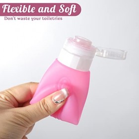 Lot de 4 flacons de voyage en silicone, rechargeables et compressibles avec étiquette - Flacons de voyage vides en silicone p