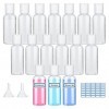 Lot de 16 petites bouteilles de voyage en plastique de 50 ml avec couvercles pour voyage ou cosmétique, lotion pour le corps