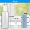 Lot de 16 petites bouteilles de voyage en plastique de 50 ml avec couvercles pour voyage ou cosmétique, lotion pour le corps