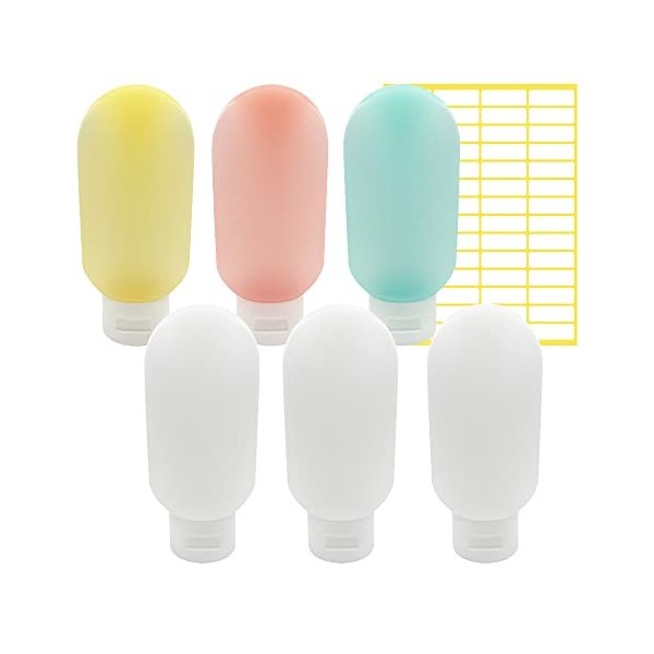 HLIWS Set de 9 pièces Rechargeable Flacon de Voyage,avec 1 Pièces Entonnoirs de et étiquettes autocollantes,pour Liquide,Sham