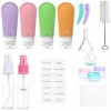 ALEOHALTER Lot de 16 bouteilles de voyage en silicone pour articles de toilette - Contenants rechargeables anti-fuite - Acces