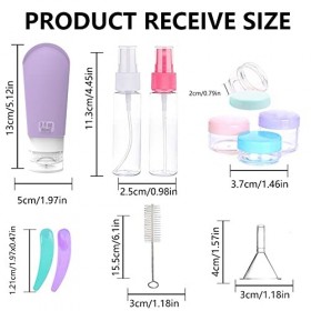 ALEOHALTER Lot de 16 bouteilles de voyage en silicone pour articles de toilette - Contenants rechargeables anti-fuite - Acces