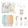 Lot de 11 conteneurs de voyage pour articles de toilette, étanches, rechargeables, compressibles, accessoires de voyage pour 