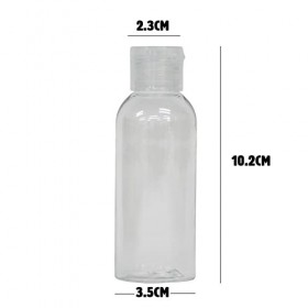 Palm Safe PET002 Lot de 10 bouteilles de voyage en plastique avec bouchon à rabat Transparent 50 ml