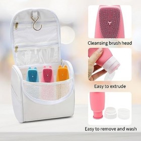 LuckyOpt Lot de 3 bouteilles de voyage en silicone réutilisables de 90 ml pour shampooing, après-shampooing, lotion, articles