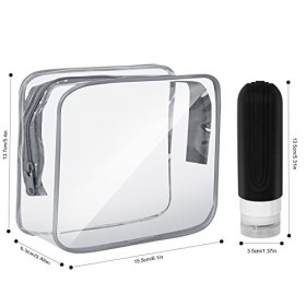 Lot de 4 bouteilles de voyage pour articles de toilette, conteneurs de voyage portables, étanches et rechargeables avec trous