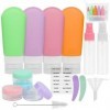 Chyaya Lot de 16 flacons de voyage pour articles de toilette rechargeables et étanches - En silicone - Accessoires de voyage 