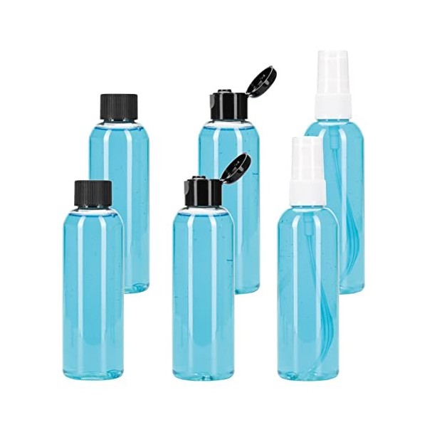 TEC Lot de 6 flacons de voyage de 100 ml pour articles de toilette, accessoires essentiels de vacances, shampooing, après-sha