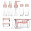 HYMUUNI Lot de 10 bouteilles de voyage en plastique rose pour voyage daffaires ou personnel, pour lextérieur, shampooing, l