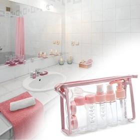 HYMUUNI Lot de 10 bouteilles de voyage en plastique rose pour voyage daffaires ou personnel, pour lextérieur, shampooing, l