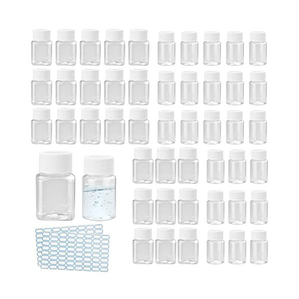 DURANTEY 50 Bouteilles de Voyage Bouteilles en Plastique Portables pour le Remplissage de Bouteilles Cosmétiques Transparente