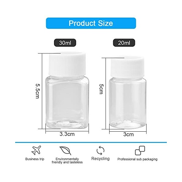 DURANTEY 50 Bouteilles de Voyage Bouteilles en Plastique Portables pour le Remplissage de Bouteilles Cosmétiques Transparente