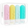 TEIVUL Lot de 4 flacons de voyage en silicone pour articles de toilette, 90 ml, portables, étanches, rechargeables, compressi