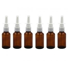 UPSTORE Lot de 6 flacons vaporisateurs nasaux vides rechargeables en verre ambré de 30 ml, ambre, 6 Count Pack of 1 