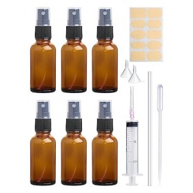 Realure 6 Pcs Flacon Spray Vide Verre 50ml Bouteille Spray Verre Rechargeable Mini Petit Vaporisateur Verre pour Famille Voya